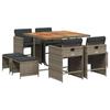 VidaXL Garden Dining Set 9 Pcs Grey Cushions Wicker 3277909