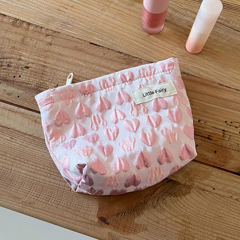 Pink Floral Makeup Bag: Women's Portable, Large Capacity, Small Size Travel Toiletry and Skincare Storage Bag
