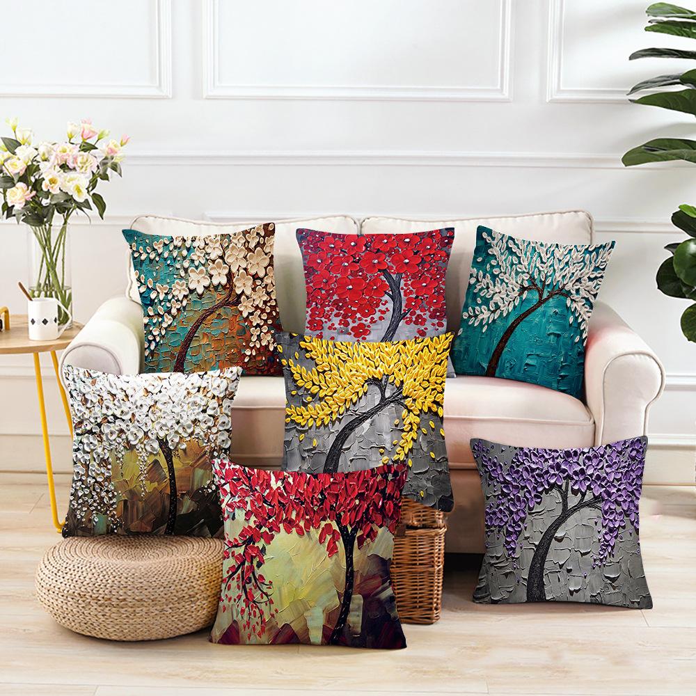 

Printed Pillowcase Digital Printed Cotton and Linen Super Soft Peach Leather Velvet Pillowcase Oil Painting Style Pillowcase peach skin velvet 45 * 45cm