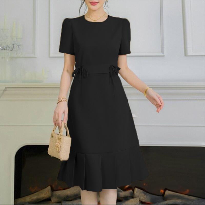 ZANZEA Kvinners avslappet sommerkjole med rund hals og korte ermer