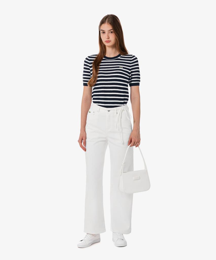 LACOSTE Women'S Boucle Striped Short Sleeve Sweater Af251E-56G 166