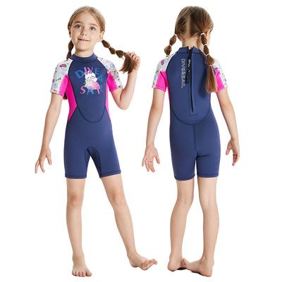 Kids Girls 2.5mm Neoprene Wetsuit Short Sleeve Full Body Diving Suit Snorkeling Surfing Swimming Training