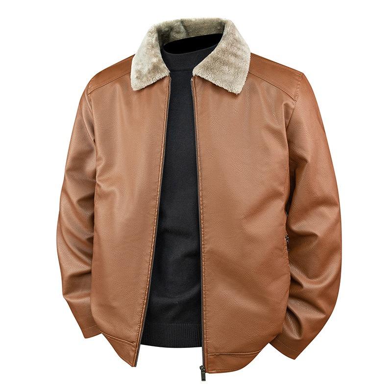 

Утепленная флисовая кожаная куртка кожаная мужская кожаная куртка осень и зима одежда для мотоциклистов повседневная свободная куртка с лацканами мужская 4XL