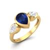 Pear Shape Blue Cz Gemstone Gold Plated 925 Sterling Silver Ring