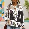 Women Plus Size Long Sleeve Drawstring Hoodie Cute Cartoon Bat Print White Kangaroo Pocket Pullover