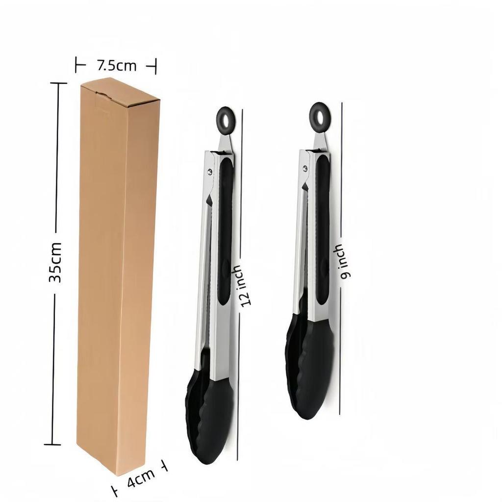 Silicone High-Temperature Resistant Tongs - Ideal for Grilling, Frying, and Bread - Stainless Steel Kitchen Tool
