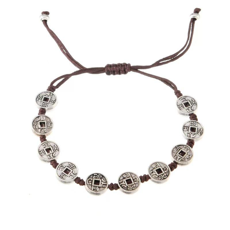 Ethnic Style Coffee Rope Bracelet, Hand-Woven Bracelet, Women'S Versatile Adjustable Butterfly Small Fish Mori Hand Rope