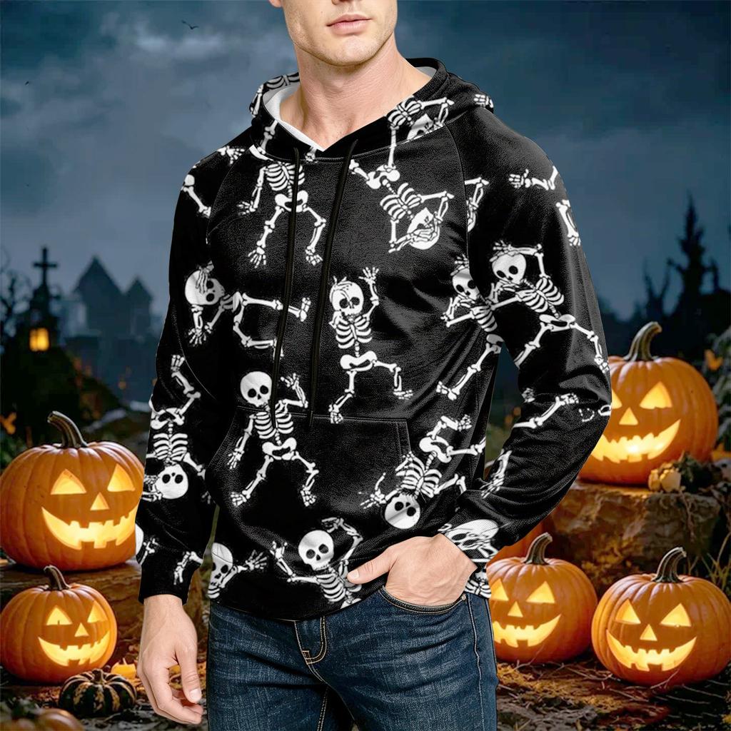 Men's Casual Loose Fit Printed Hoodie with Pocket and