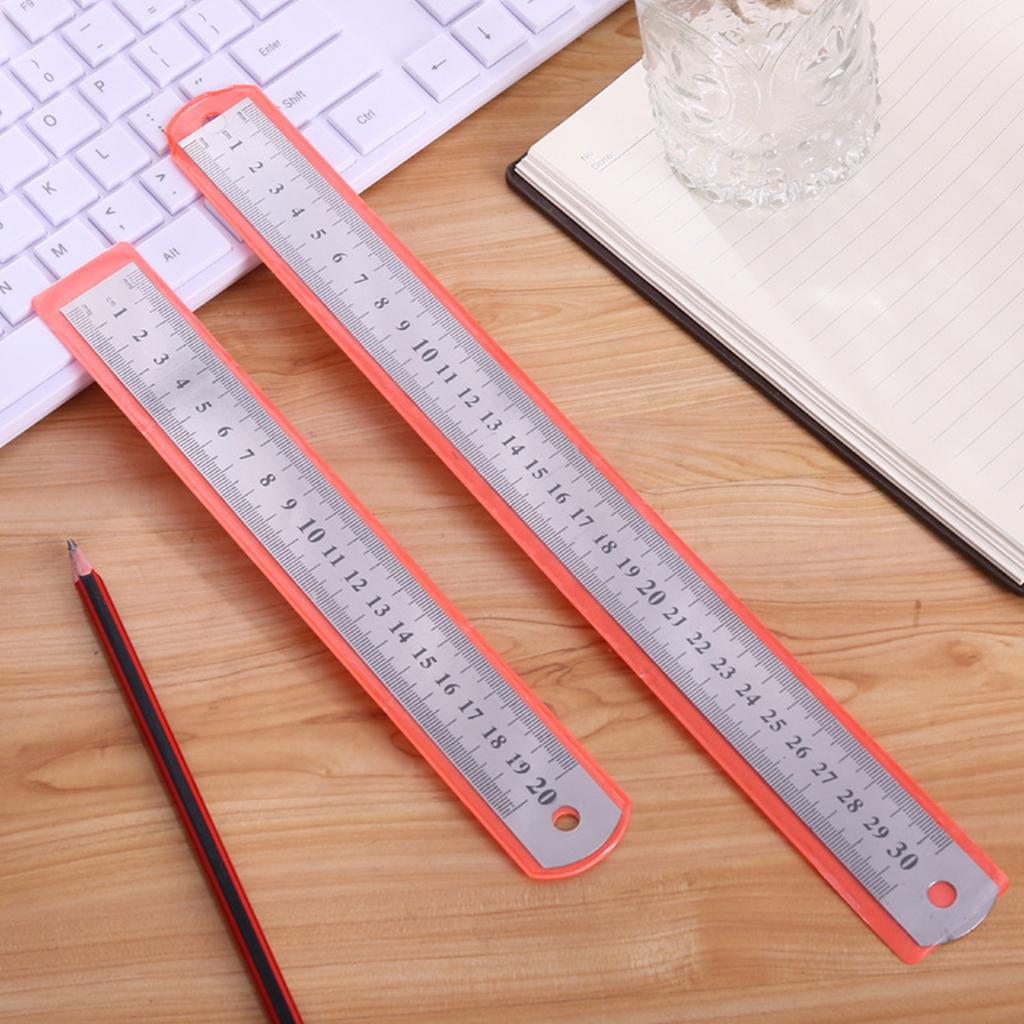 Stainless Steel Measuring Ruler 15/20/30cm Straight Ruler Hand Tool School Office Supplies Portable Measurement Tools