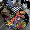 Colorful Dinosaur Round Area Rug,Carpet Rug for Living Room Bedroom Sofa Playroom Decor,Non-slip Floor Mat