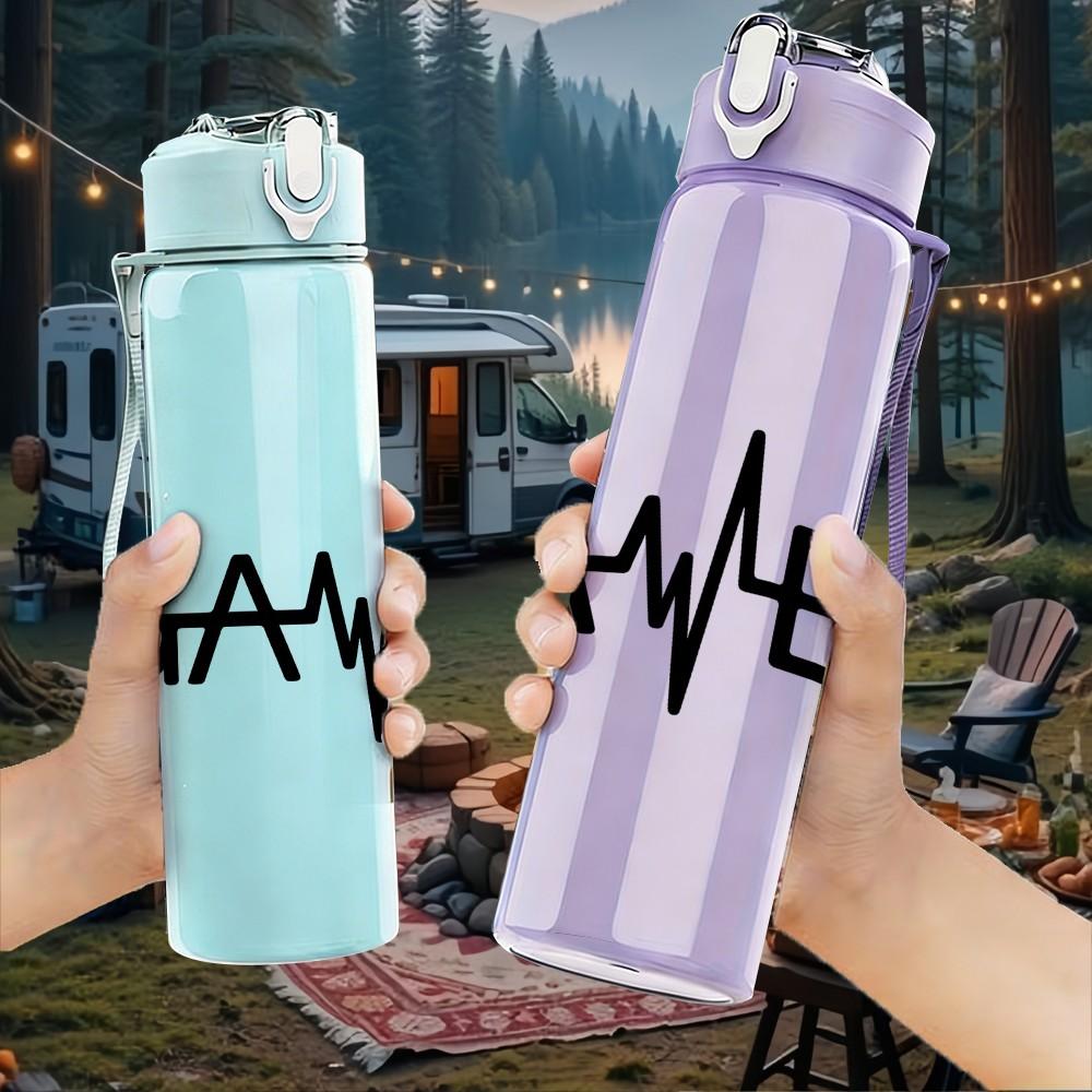 1PC Gamer Text Typography 750ml Color Plastic Sports Water Bottle Leakproof Flip Straw Lid Suitable for Sports Office Home Use