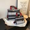 New Fashionable Contrasting Color Striped Size Portable Shoulder Diagonal Span Trendy Women's Bag