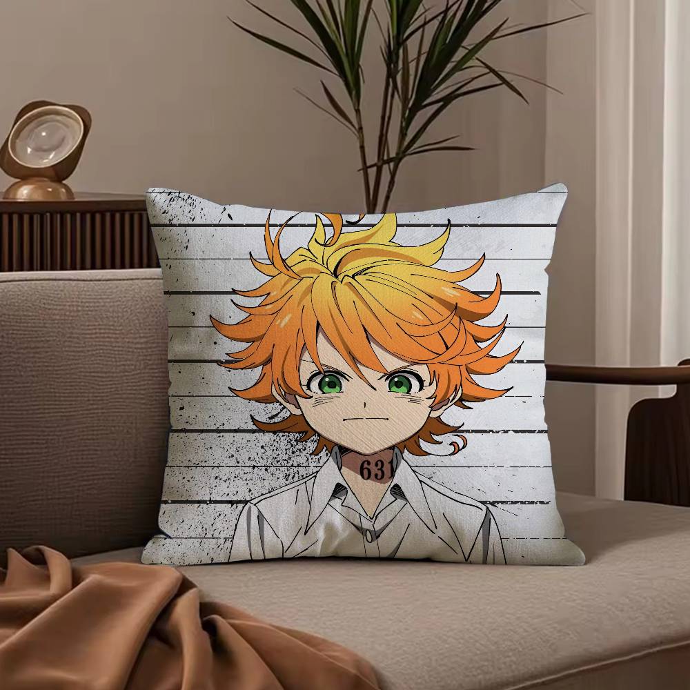 Anime The P-Promised n-Neverland Pillow Case Anti-dustmite Pillowcase Invisible Zipper Silky Short Plush Sofa Cushion Cover
