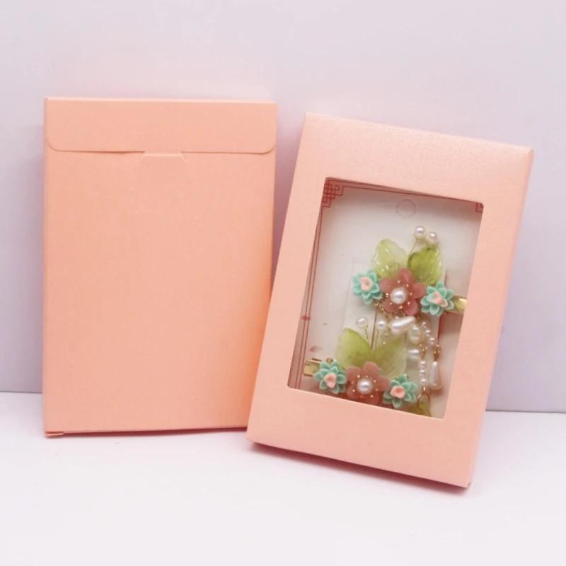 

10 шт. 12,5x8,5x1,5 см разноцветные подарочные коробки с окошком для украшения Рождества, вечеринок и праздников розовый