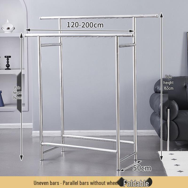 Adjustable Stainless Steel Double Rod Drying & Display Rack for Balcony