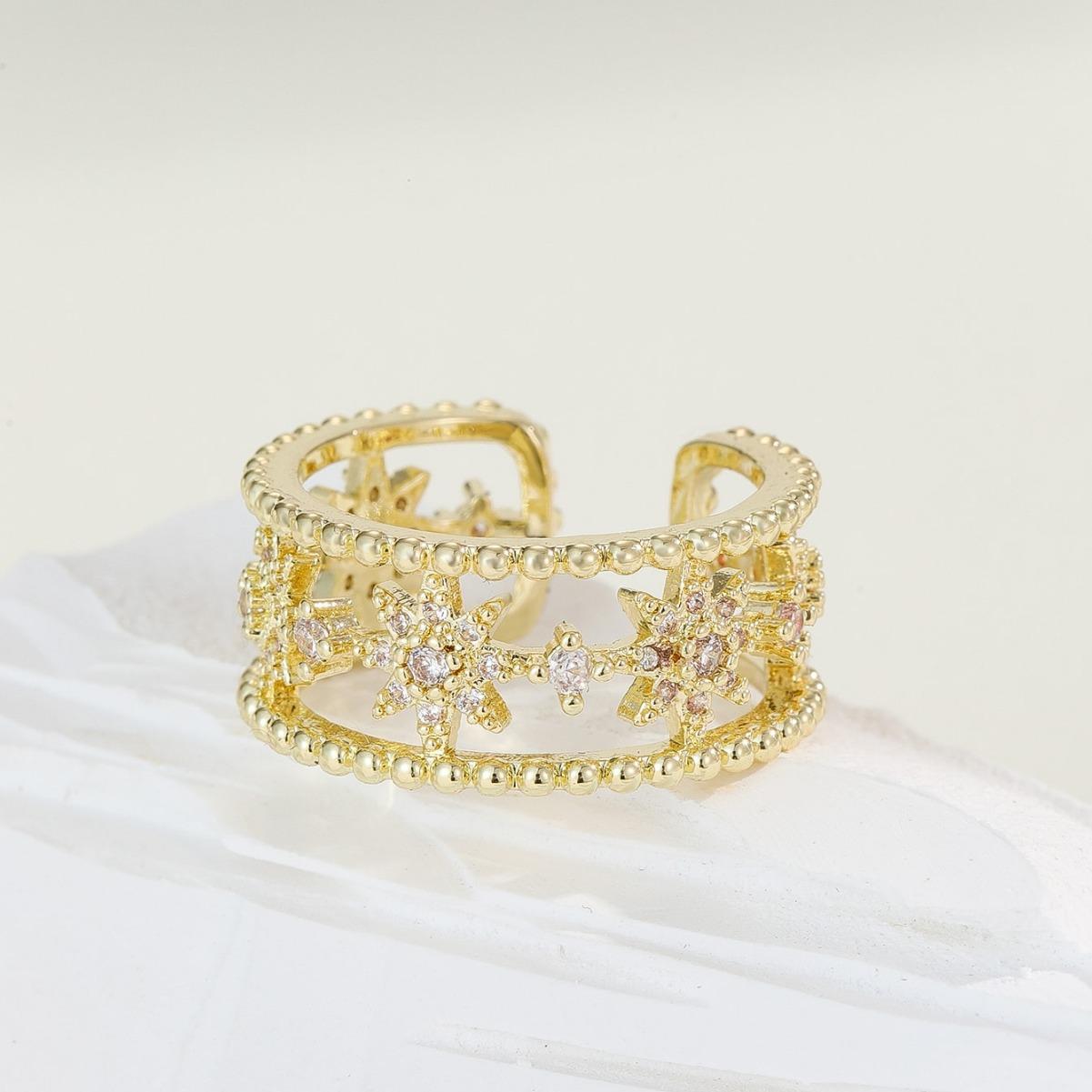 

ins geometric full diamond Japanese and Korean style ring female small fresh and sweet inlaid zircon advanced sense opening adjustment ring