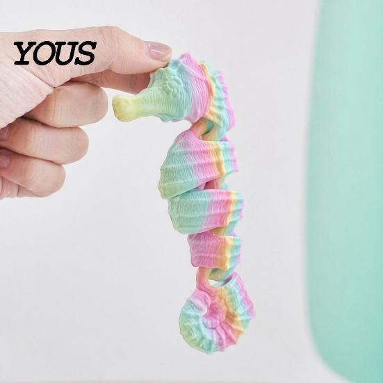 Artistic Seahorse Figurine 3D Printed Decoration, Articulated with Movable Joints, Joints Toy Gradient Sea Animal Fidget for Stress Relief Figure
