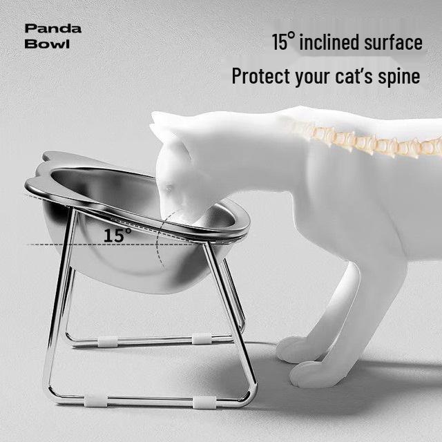Stainless Steel Pet Bowl with Neck Support Stand for Cats & Dogs - Water and Food Bowl