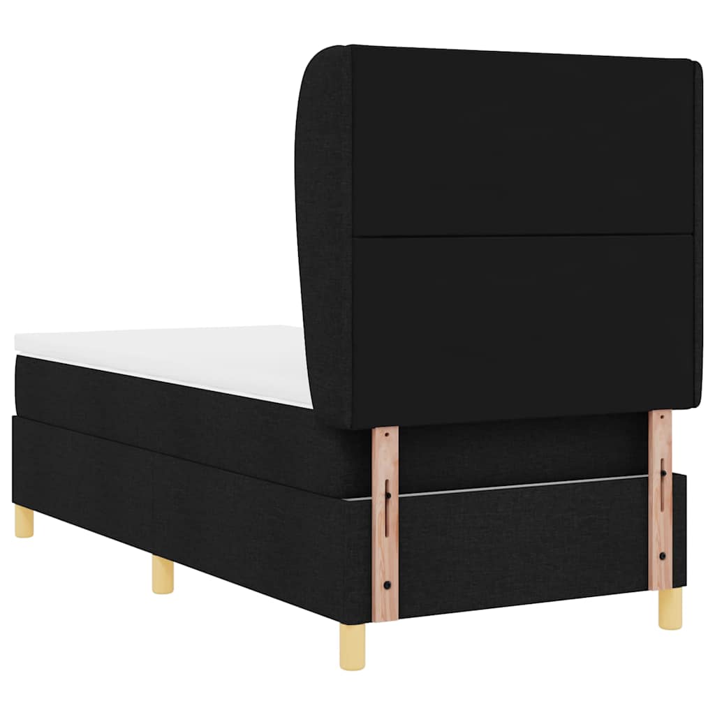 Box Spring Bed with Headboard Black 200 X 90 Cm Fabric