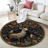 Deer in the Garden Round Area Rug,Carpet Rug for Living Room Bedroom Sofa Playroom Decor,Non-slip Floor Mat