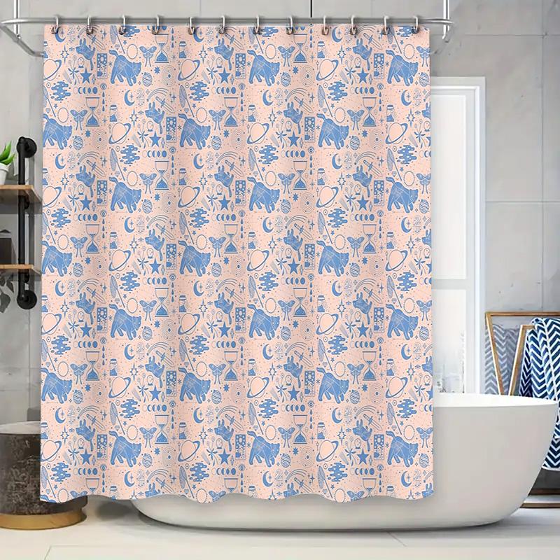Cute Bear Bathroom Decor Shower Curtain Sets Woodland Animal Forest Nature Waterproof Fabric Liner 90x180cm