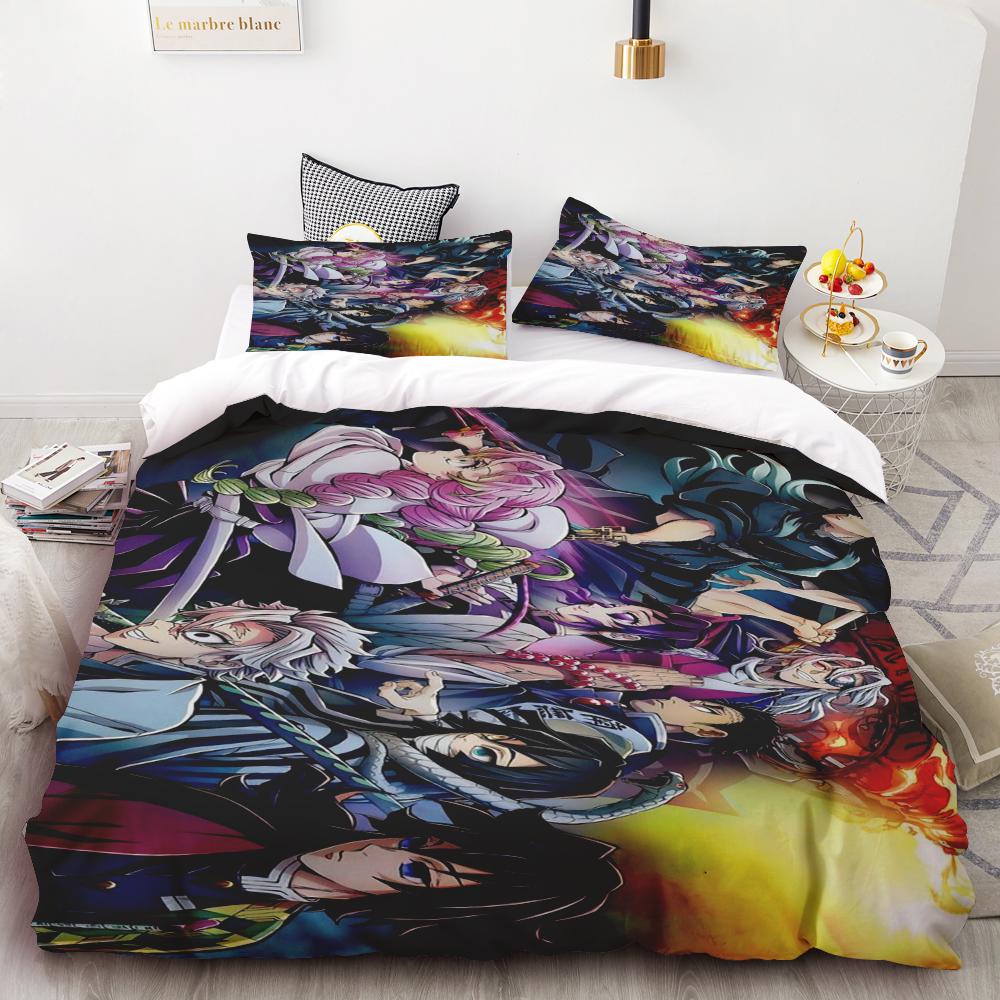 Duvet Covers Cartoon Bedding Set Printed Cartoon Home Decor Demon Slayer Bedding Set Soft And Comfortable Queen/King Boys
