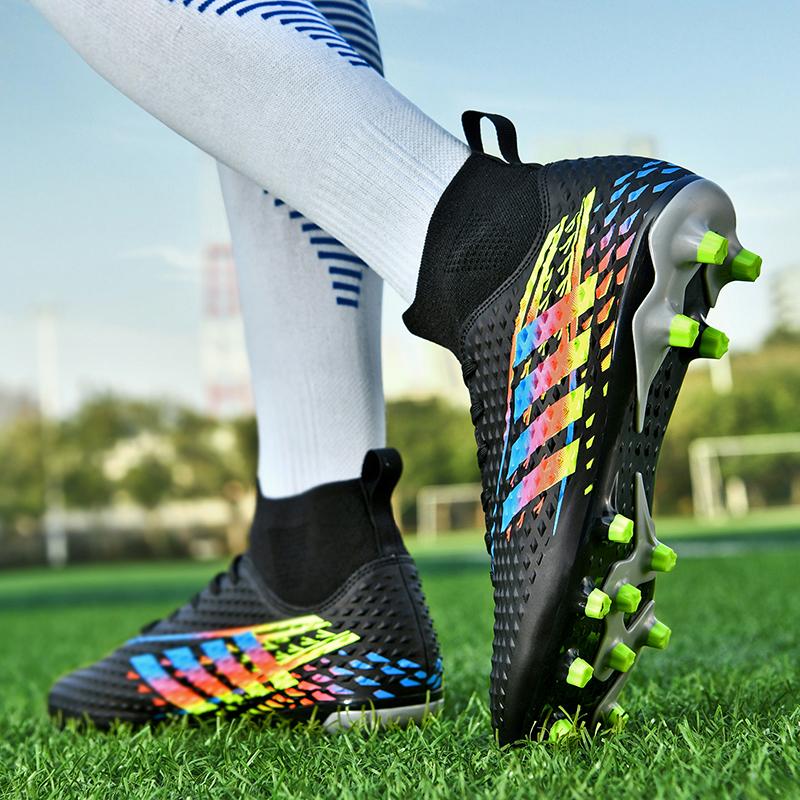 New Soccer Shoes Men Soft Grass Training Long Stud Sports Shoes Men Breathable Anti-slip Professional Football Boots Men