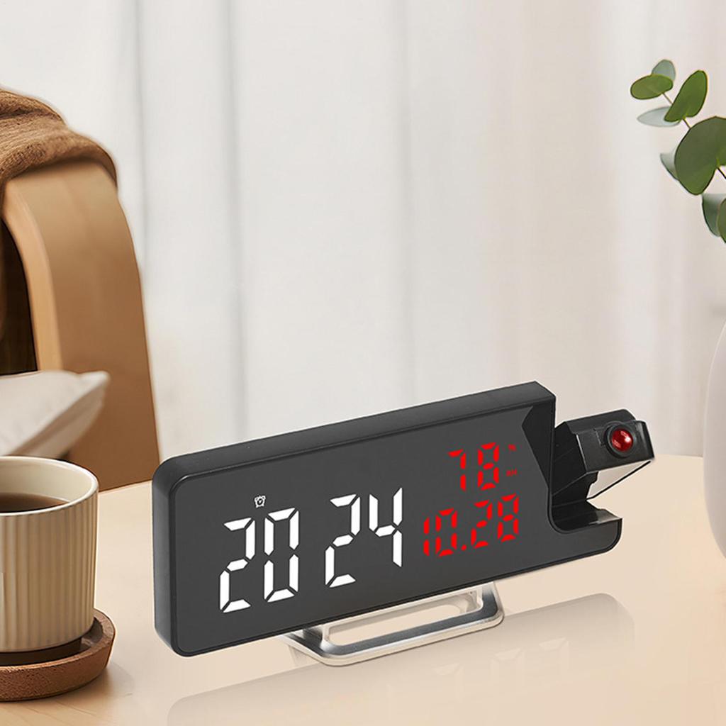 Digital Projection Clocks 270 Rotatable Projector LED Display Household Desktop Clock With Temperature & Humidity Display For