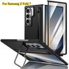 Lens Stand Phone Case For Samsung Galaxy Z Fold 7 6 5 Fold7 Z Fold6 Cover With S Pen Slot Stylus Tempered Glass Screen Protector