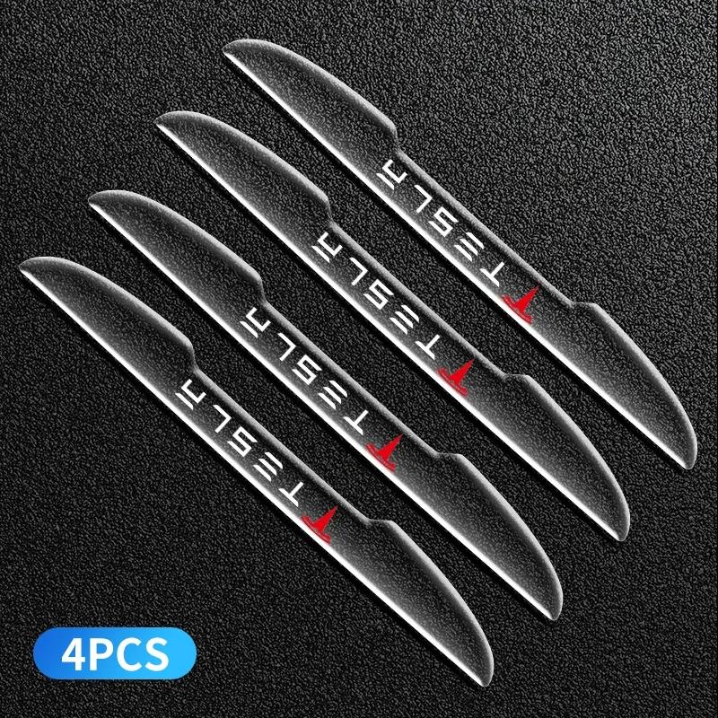 

Car Sticker Tesla 4pcs Universal Car Door Anti-Scratch Strip For Tesla model 3 model X Y style Roadster Accessories Decorative G прозорий