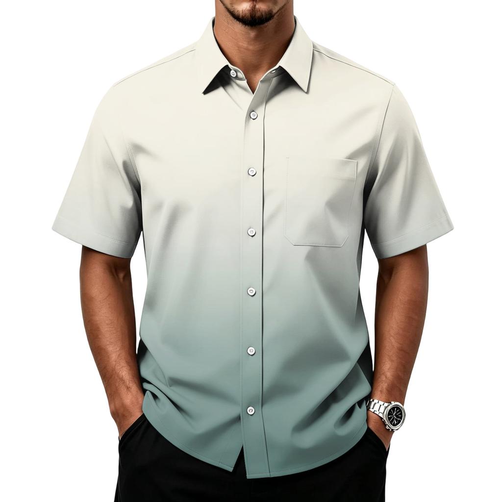 Men's Casual Short Sleeve Button Down Shirt with Chest Pocket Lightweight Breathable Summer Shirt for Everyday Wear