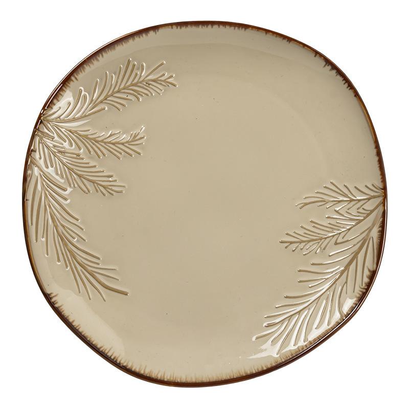 Beautiful Plates, Household High-Value Ceramic Large Plates, Retro Tableware Bowls, Special-Shaped Large Bowls, Salad Bowls, Ramen Bowls.