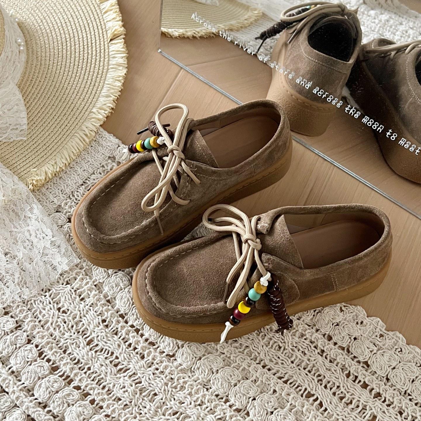 

Повседневные туфли-кенгуру ретро анти-бархатные одинарные музыкальные повседневные одинарные туфли платформа печенье женские одинарные туфли ткань шнуровка 35 верблюд