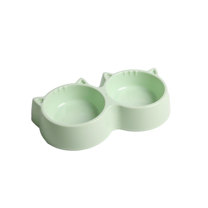 

Cat Bowls Double Food Water Feeder Non-Slip Pet Feeding Dish Durable Pet Supplies зелений
