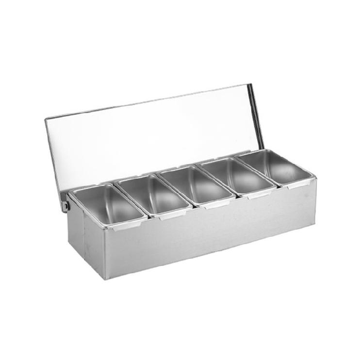 Household Grid Spice Container Set Seasoning Box Stainless Steel Seasoning Box Seasoning Storage Jar with Cover