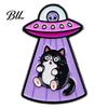 Alloy Cat Brooch Enamel UFO Metal Brooch, Aliens Ship Kitten Badge Pin, Pin Clothing Bag Scarves Hat Accessories for Men Women
