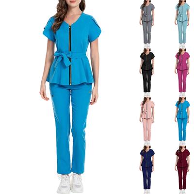 Damen Bequemer Und Lässiger Einfarbiger Kurzarm Hosen Schutzanzug Set