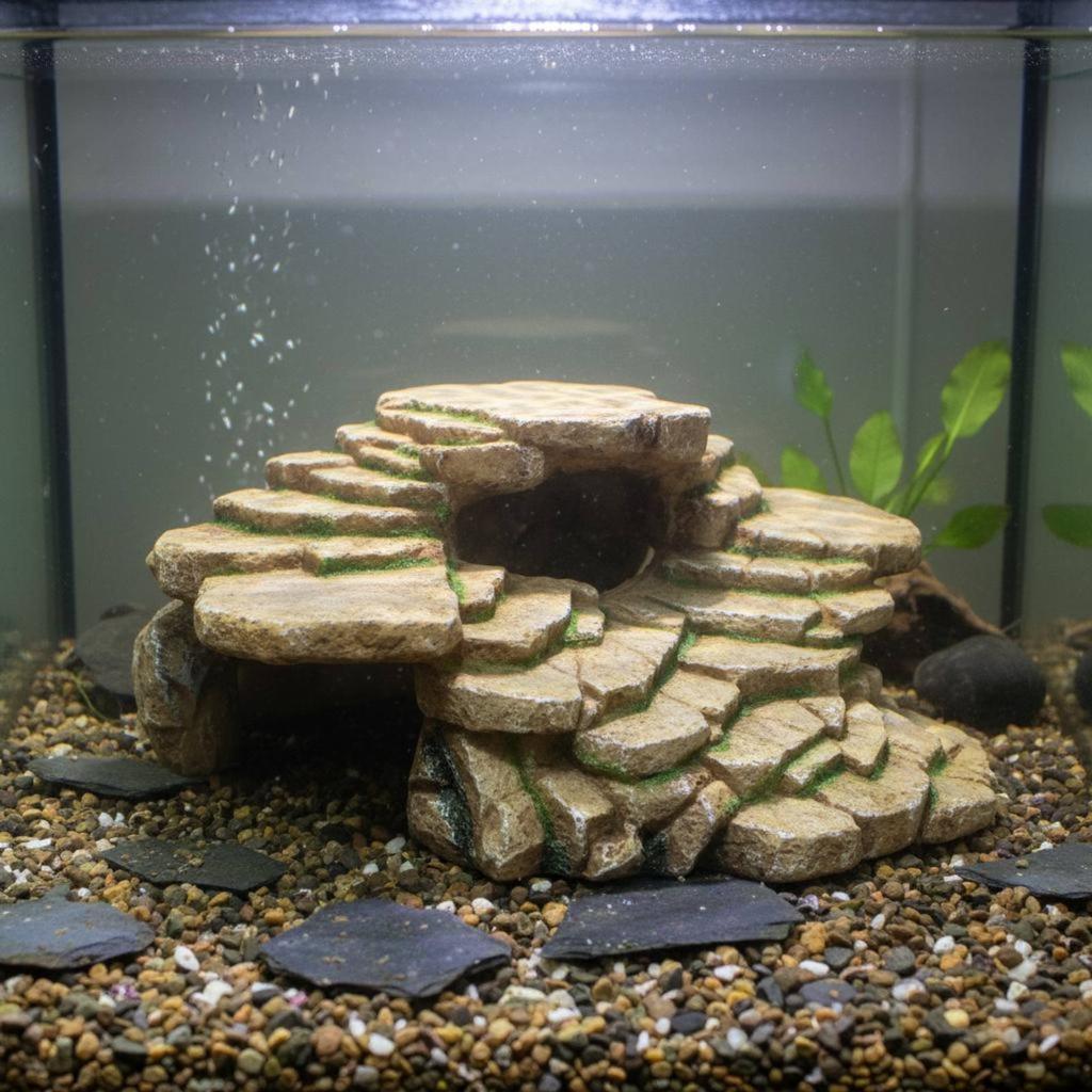 Turtle Basking Platform Resin Craft Turtle Sunning Dock Rock Hideout Cave Multi-Level Design Pet Habitat Decor