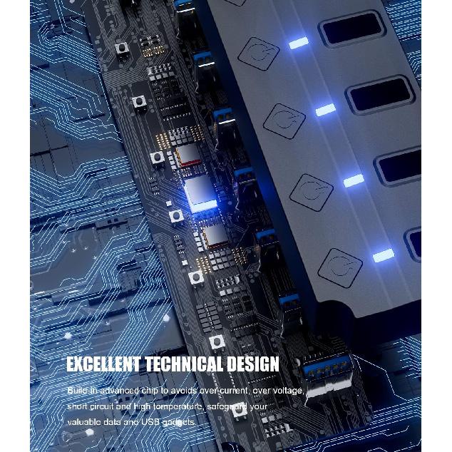 USB 3.0 Hub, PANPEO 7-Port USB Data Hub Splitter with 3ft Long Cable USB Extension for Laptop,PC Computer,Surface Pro, PS4/5, Flash Drive, Mobile HDD