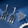 New Geometric Triangle Patterned Tassel Earrings Rings Unique Trend Retro Light Luxury Versatile Nomadic Ethnic Jewelry Gifts