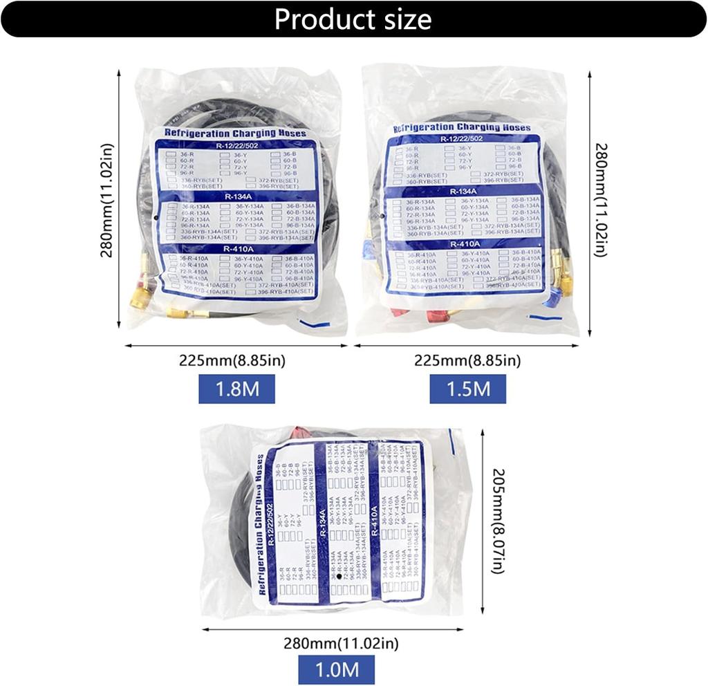 3pz Tubo di Ricarica AC Refrigerante R410 Pressione di Lavoro 800-4000 PSI Adatto per HVAC Aria Condizionata R134a R32 Manometro Collettore Refrigerante