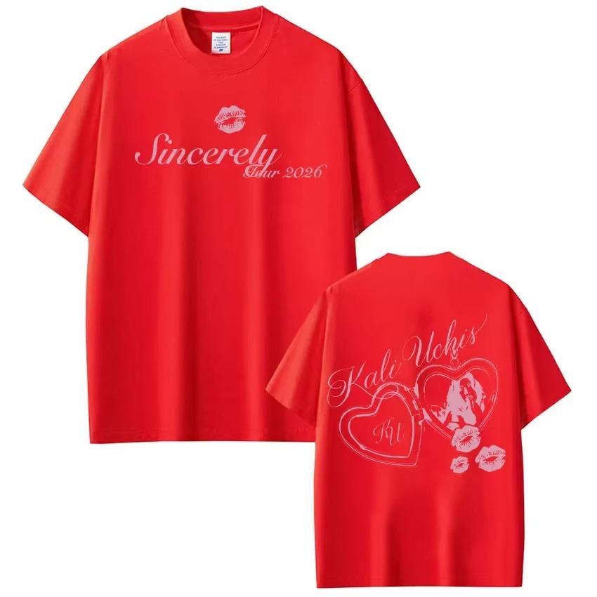 KALI UCHIS Sincerely Tour 2026 Print Tshirt Men Women Fashion pure cotton Tshirts Summer Harajuku Casual TShirts Streetwear