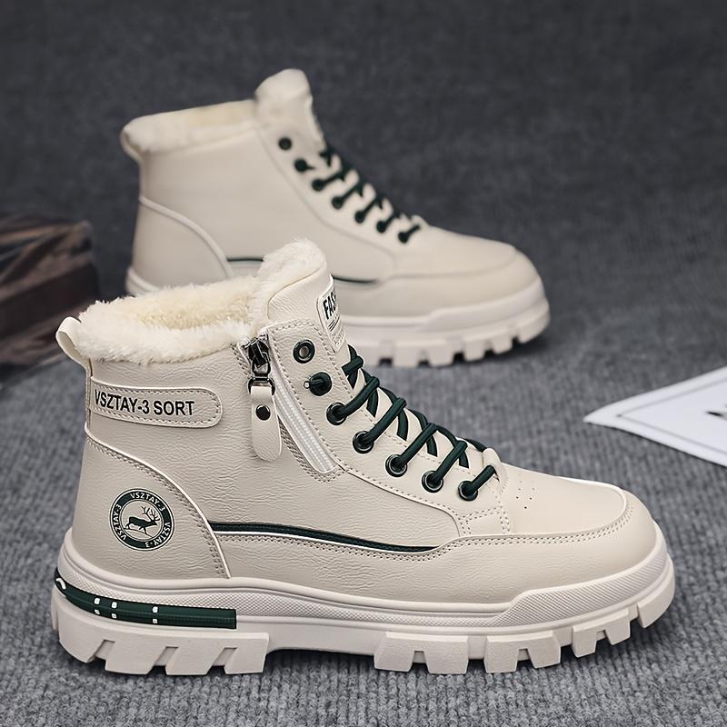 Bottes de Neige pour Homme Style Vintage - Bottes d'Hiver Mi-Mollet Décontractées avec Fermeture à Lacets, Bout Rond et Semelle en PVC Durable, Bottes d'Hiver