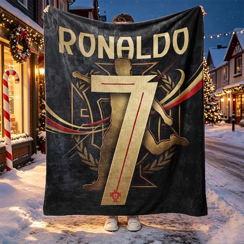 Cristiano Ronaldo Pattern Blanket for Home Decoration, Bed, Sofa, Car Travel, Camping, Suitable for All Seasons, Birthday Christmas Gift