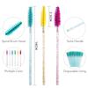 2024 Hot Sale Crystal Shine Eyelashes Mascara Brushes Private Logo Diamond Eyelashes Nylon Fan Brush Make-Up Tool