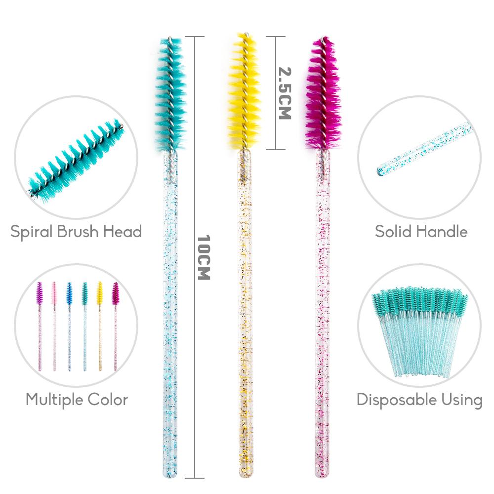 2024 Hot Sale Crystal Shine Eyelashes Mascara Brushes Private Logo Diamond Eyelashes Nylon Fan Brush Make-Up Tool