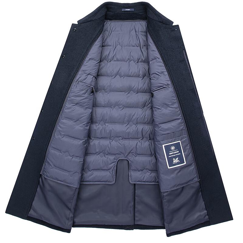 FAPAI Men's Business Lapel Merino Wool Down Overcoat