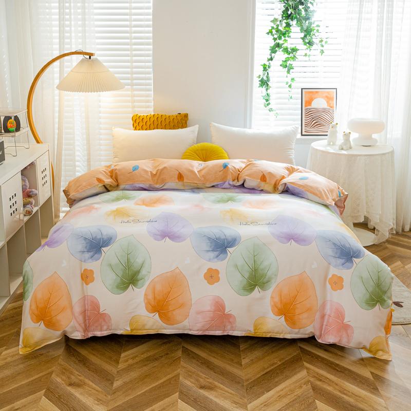 Kawaii Cartoon Bear Duvet Cover Cotton Girly Style Pattern Bedding Soft Skin-friendly Breathable Comforter Cover for Kids Girls