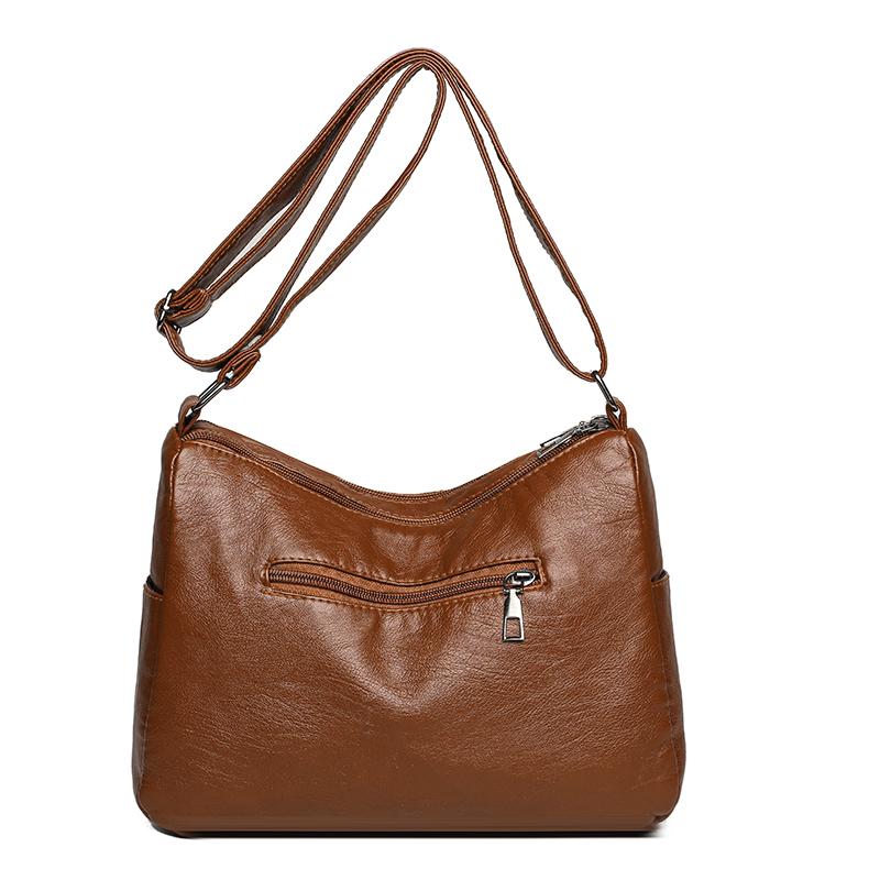 Women's Bag Soft Leather Multi-layer Shoulder Crossbody Bag Mother Bag