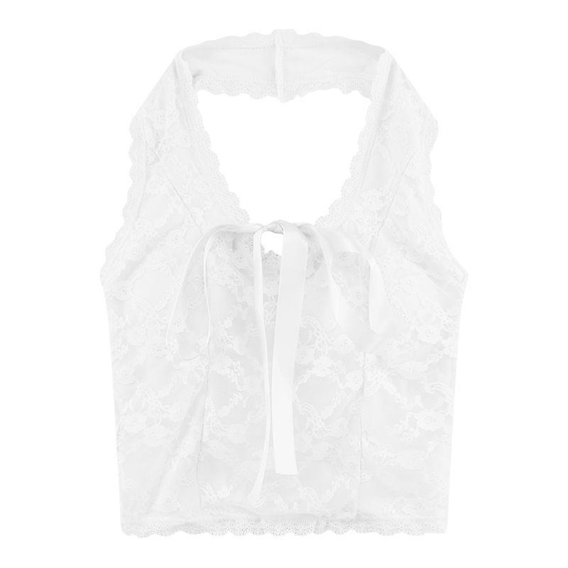 

Чистое Желание Сексуальный Кружевной Халтер Бретели-спагетти Жилет Женский с Подушечкой на Груди Цельный Облегающий Внутренний Топ с V-образным вырезом на завязках White All yards